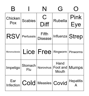 Daycare Disease Bingo Card
