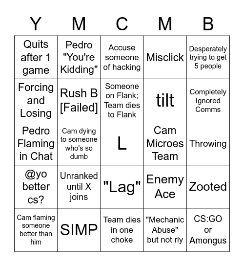 YMCMB Valorant Bingo Card