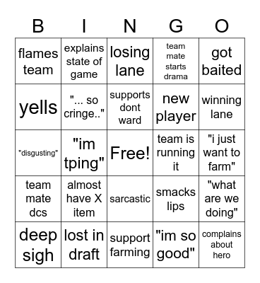 Blake playing bingo Card