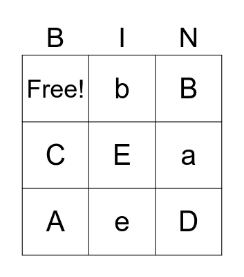 Alphabet Bingo Card