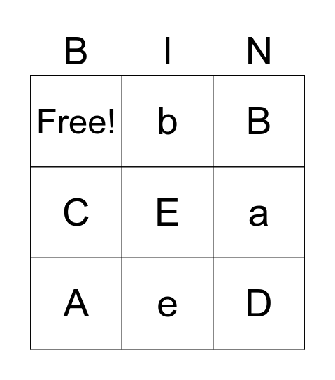 Alphabet Bingo Card
