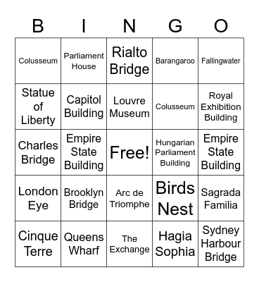 World Architecture Bingo Card