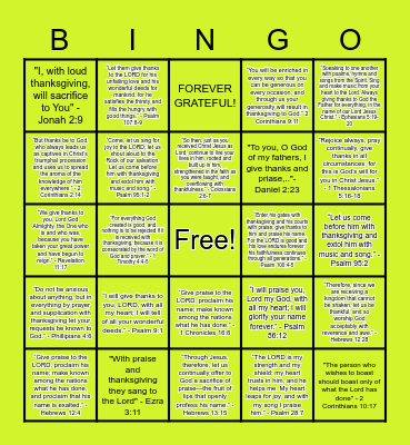 FAM "GIVE THANKS" SUNDAY Bingo Card