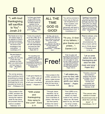 FAM. "GIVE THANKS" SUNDAY Bingo Card