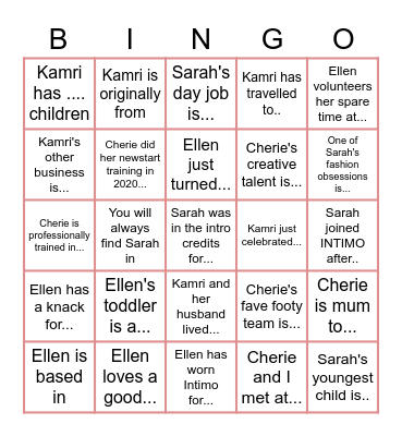 Gems Team Trivia Bingo Card