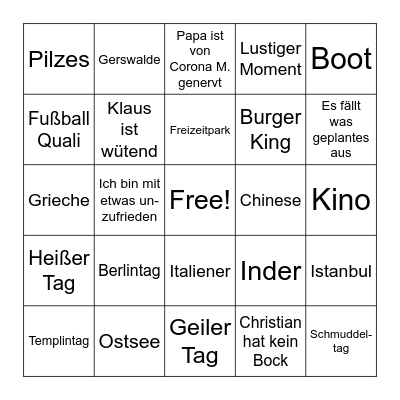 Vaddanwoche Bingo Card