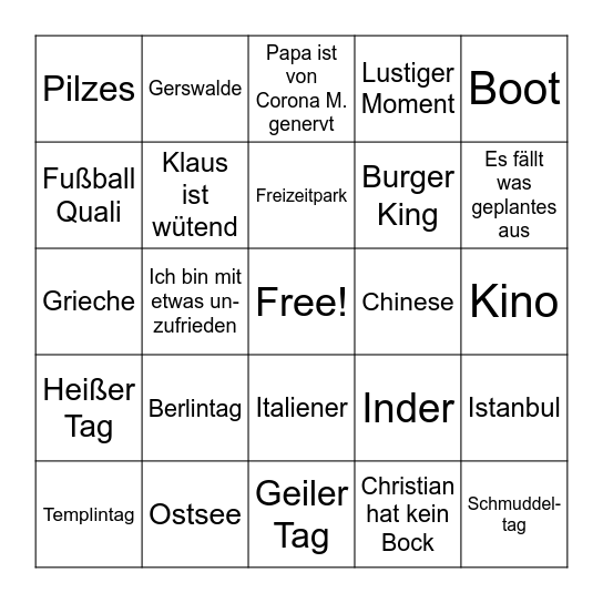 Vaddanwoche Bingo Card