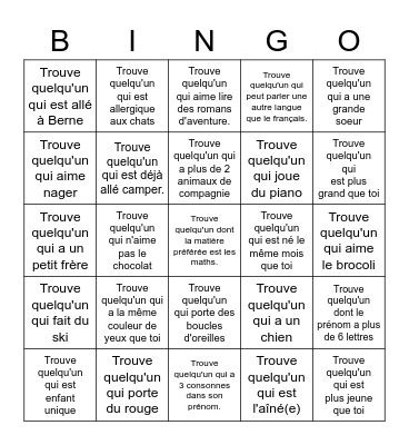Trouve quelqu'un qui... #1 Bingo Card