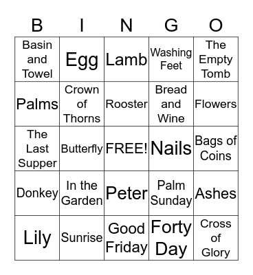 Easter Bingo Card