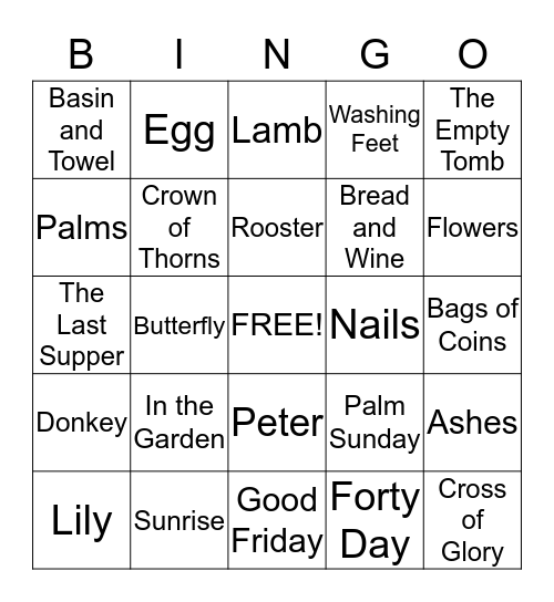 Easter Bingo Card