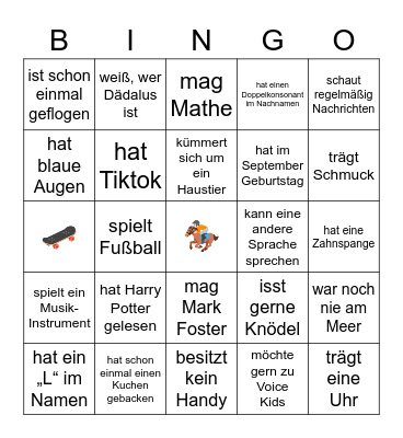 Kennenlern Bingo Card