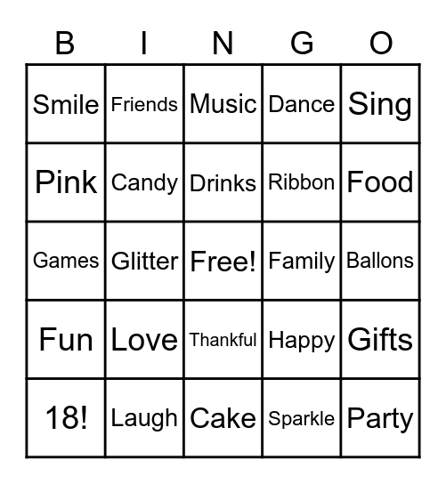 Amaya's BINGO Card