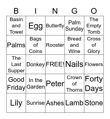Easter Bingo Card