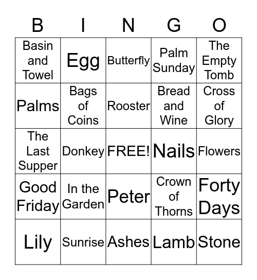Easter Bingo Card