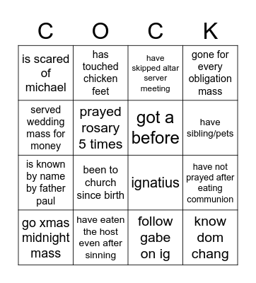 abs ihm dom Bingo Card