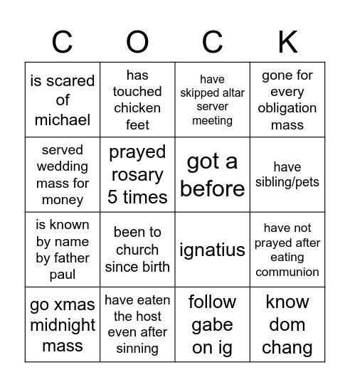 abs ihm dom Bingo Card