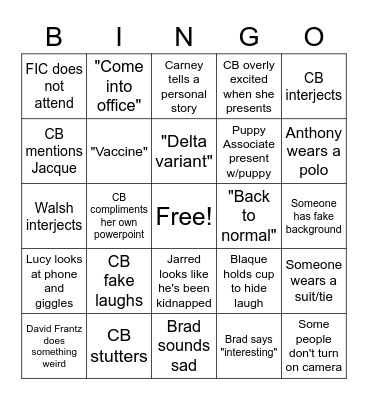 Saturday attorney meeting Bingo Card