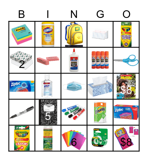 SCHOOL SUPPLIES BINGO! Bingo Card
