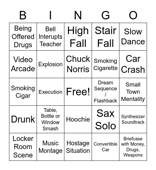 Kayfabe Movie Bingo Card