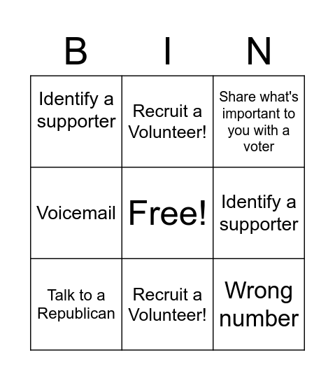 Phonebanking for Phil Bingo! Bingo Card