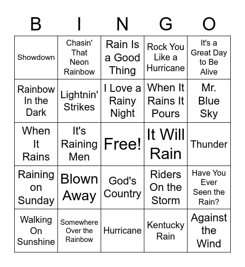 Weather Bingo Card