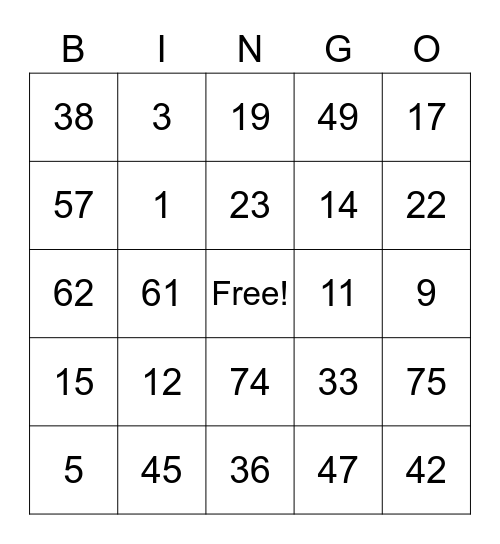 juppey bingondeerus Bingo Card