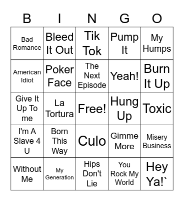 2000s Party Bingo Card