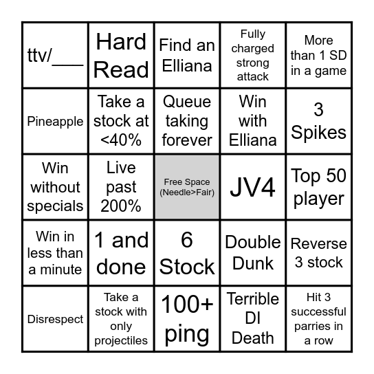 Rivals Casual Bingo Card