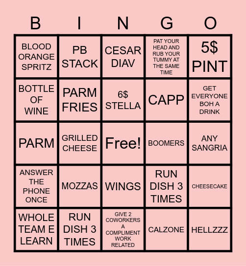 BINGO BANGO Bingo Card