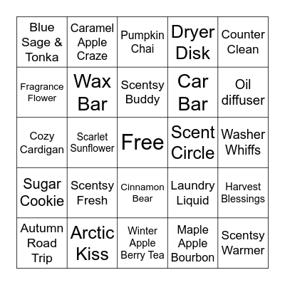 Scentsy Bingo Card