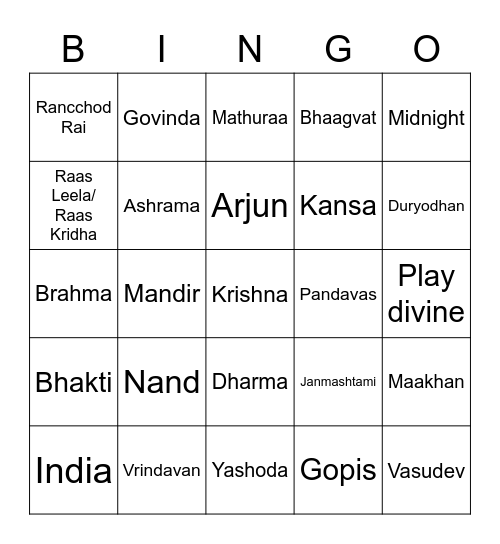 Janmashtami! Bingo Card