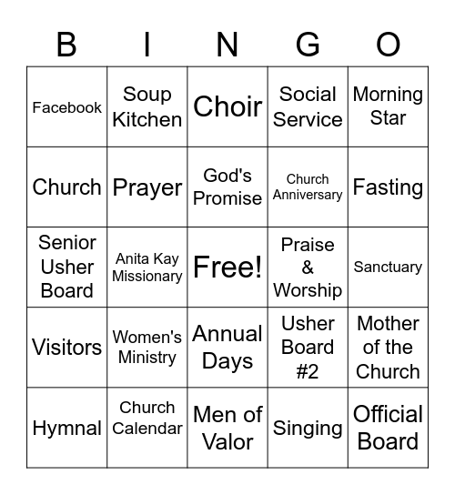 MSBC Community Festival Bingo Card