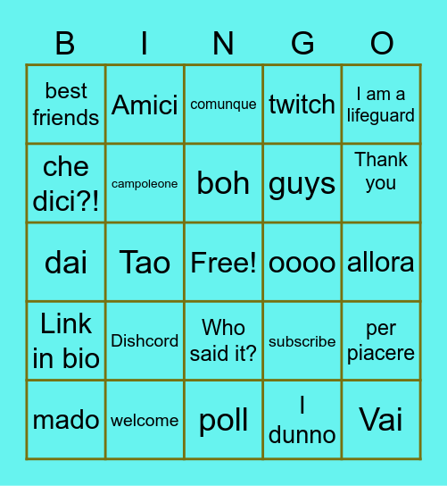 Lionfield Bingo Card