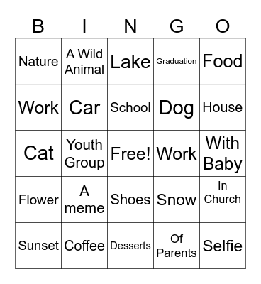 Camera Roll Bingo Card