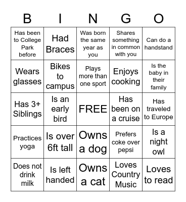 Find Someone Who... Bingo Card