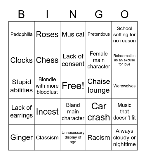 Bad vampire media tropes Bingo Card