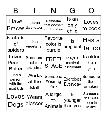 Rosy's Baby Shower Bingo Card