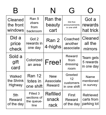 TJMaxx Bingo Card