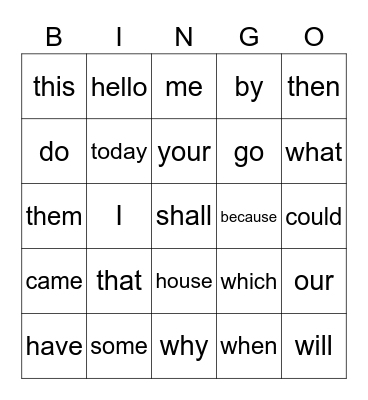 Sophie's Heart Words #1 Bingo Card