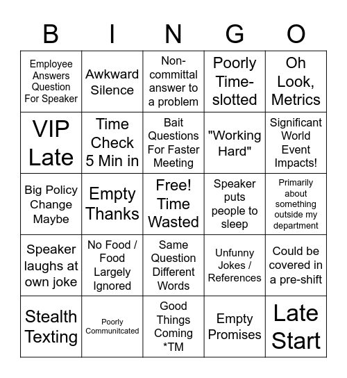 Meeting Bingo Card