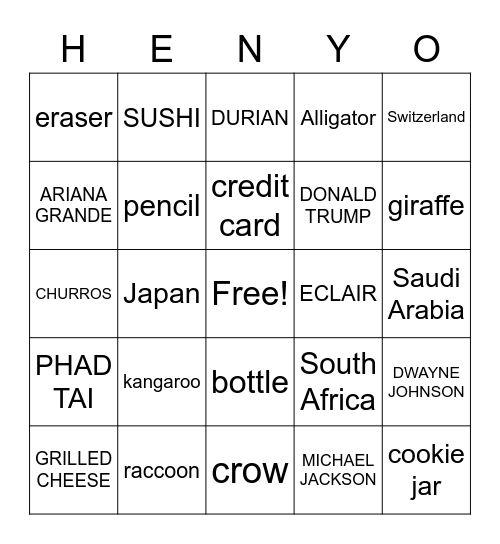 PINOY HENYO Bingo Card