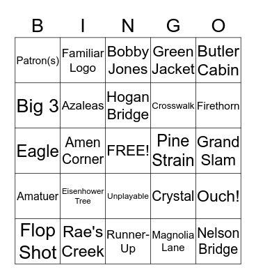 Bondi Masters Bingo 2015 Bingo Card