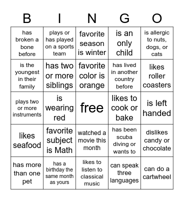 FIND SOMEONE WHO… Bingo Card