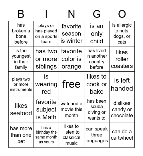 FIND SOMEONE WHO… Bingo Card