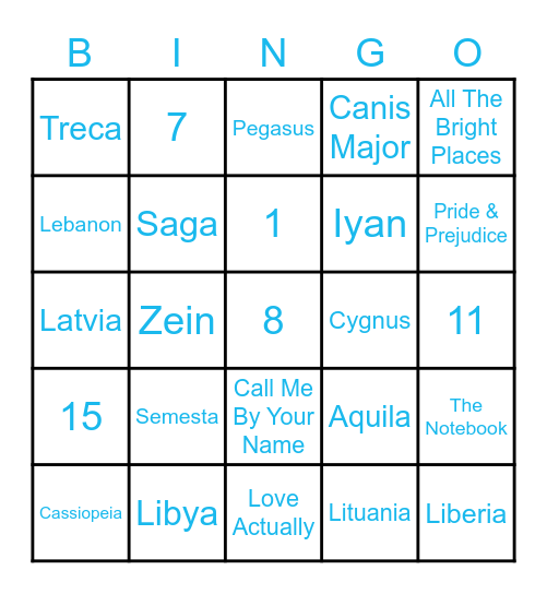 SEMESTA Bingo! Bingo Card