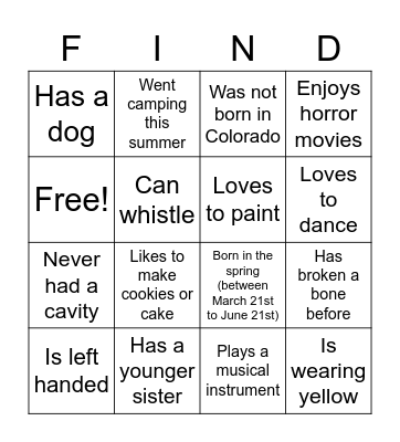 Hey You! Bingo Card