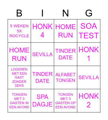 Hot Girl Winter Bingo Card