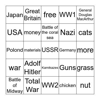 WW2 BINGO Card