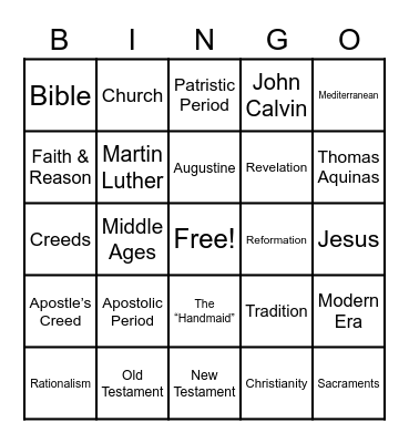 Theology Notes Bingo Card