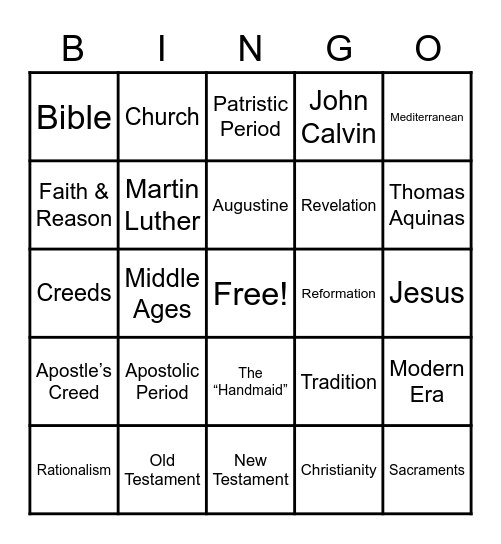 Theology Notes Bingo Card